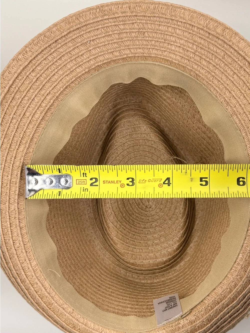 Kids Straw Fedora Hat with Blue Gingham Band